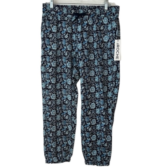 St. Roche Yucca Ankle Crop Tapered Pants In Blue Floral Size M - Picture 2 of 10